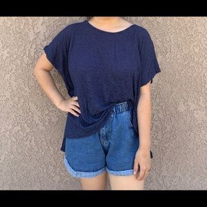 Oversized boxy oversized navy stripe shirt